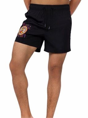 Baindemer St Tropez Dolce Vita Swim Trunks Black Embroidered Men’s Size Small